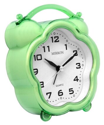 Классический настольный будильник в форме цветка MIRRON 8236 ЗН/Часы в спальню/Часы в форме цветка/Часы для детской/Зелёный цвет