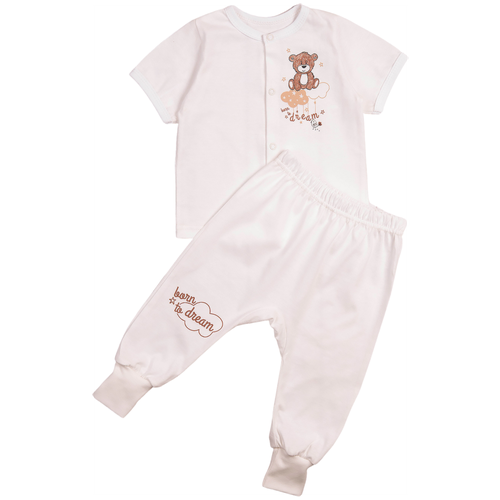 фото Комплект одежды совенок дона детский, кофта и брюки, размер 56-86, бежевый