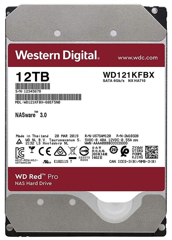 Жесткий диск WD Red Pro , 12Тб, HDD, SATA III, 3.5" - фото №1