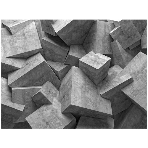 Фотообои Уютная стена Бетонные 3D кубы 360х270 см Виниловые Бесшовные (единым полотном)
