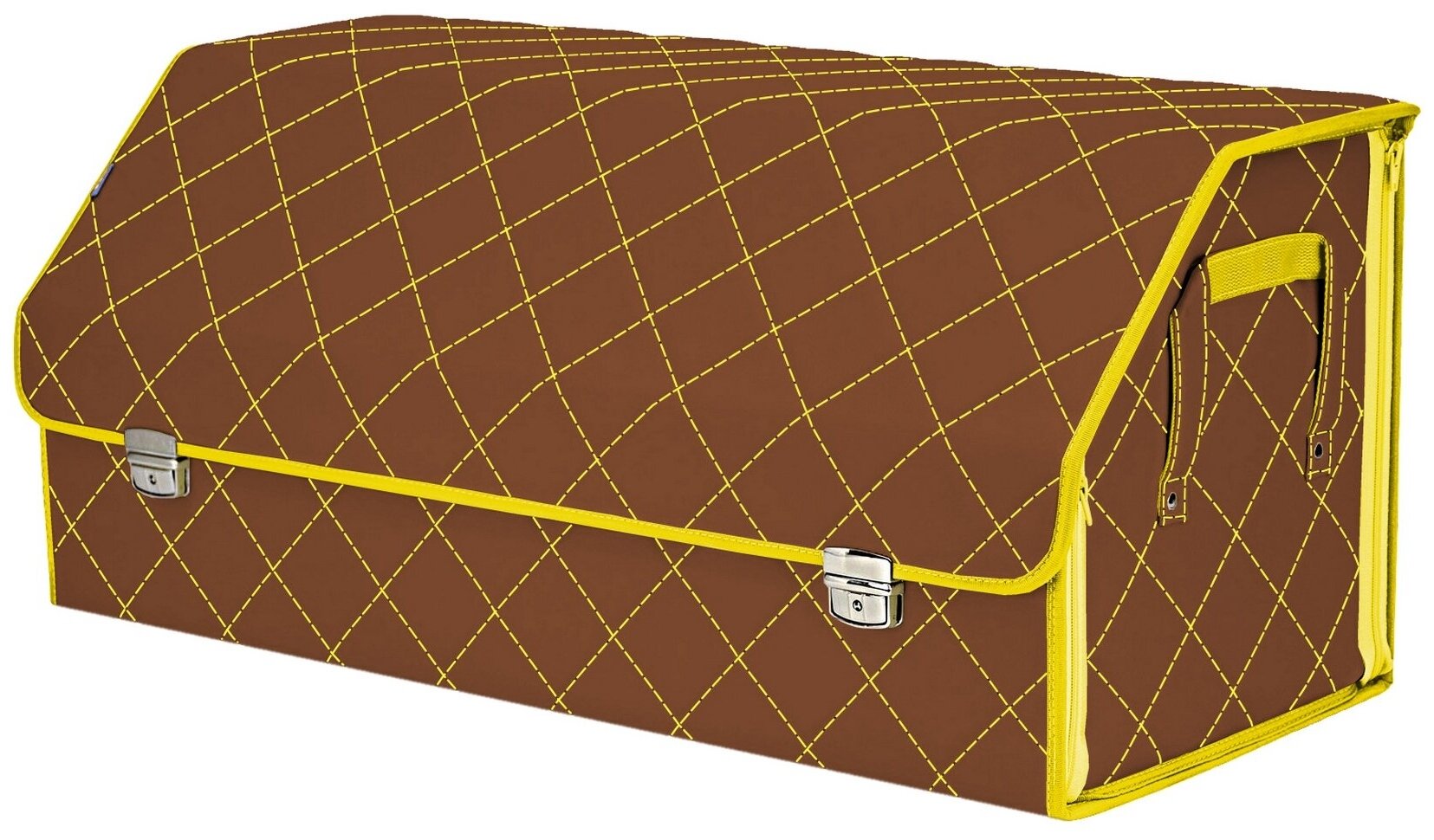 Органайзер-саквояж в багажник "Союз Премиум" (размер XXL). Цвет: светло-коричневый с желтой прострочкой Ромб.
