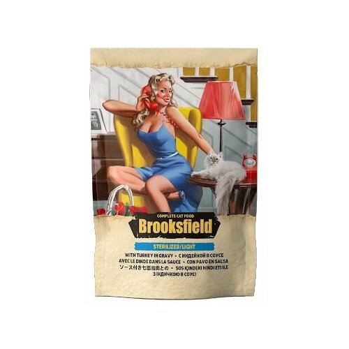 Влажный корм для кошек Brooksfield Sterilized/Light Cat Turkey, Индейка в соусе, пауч (0.085 кг) 22 шт