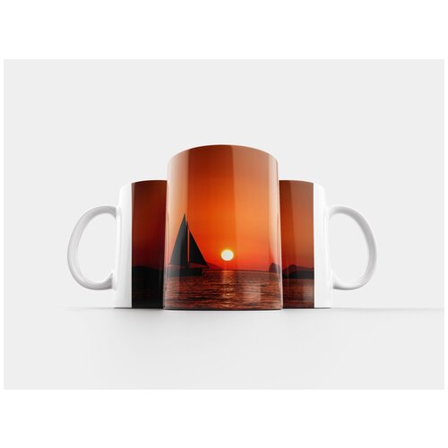 фото Кружка "заход солнца, парусная яхта, океан" 320 мл lotsprints