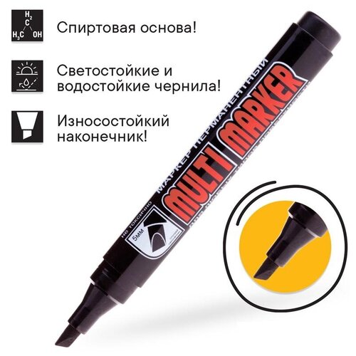 Маркер перманентный Crown Multi Marker 5 мм скошенный черный