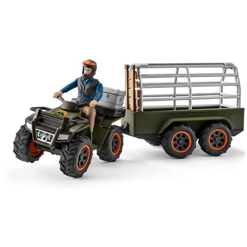 Квадроцикл с прицепом для перевозки животных фигурка schleich wild life xs 87916 0757 4 см