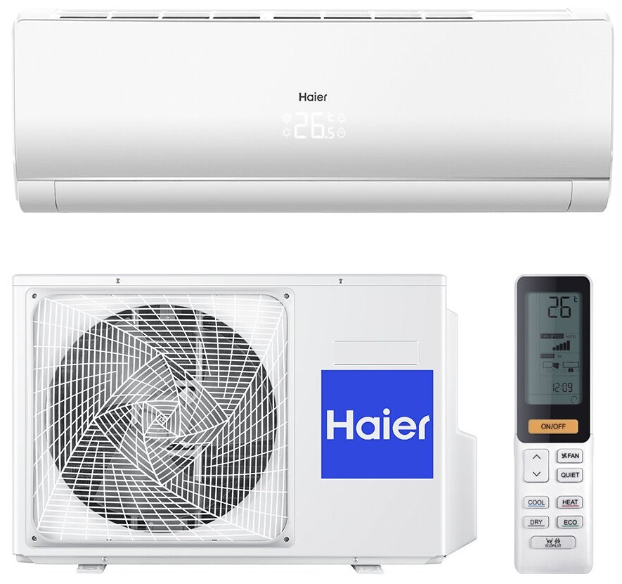 Сплит-система HAIER LIGHTERA On/Off HSU-12HNF303/R2-W/HSU-12HUN203/R2, 29м2, 3,3кВт, R410A, белый