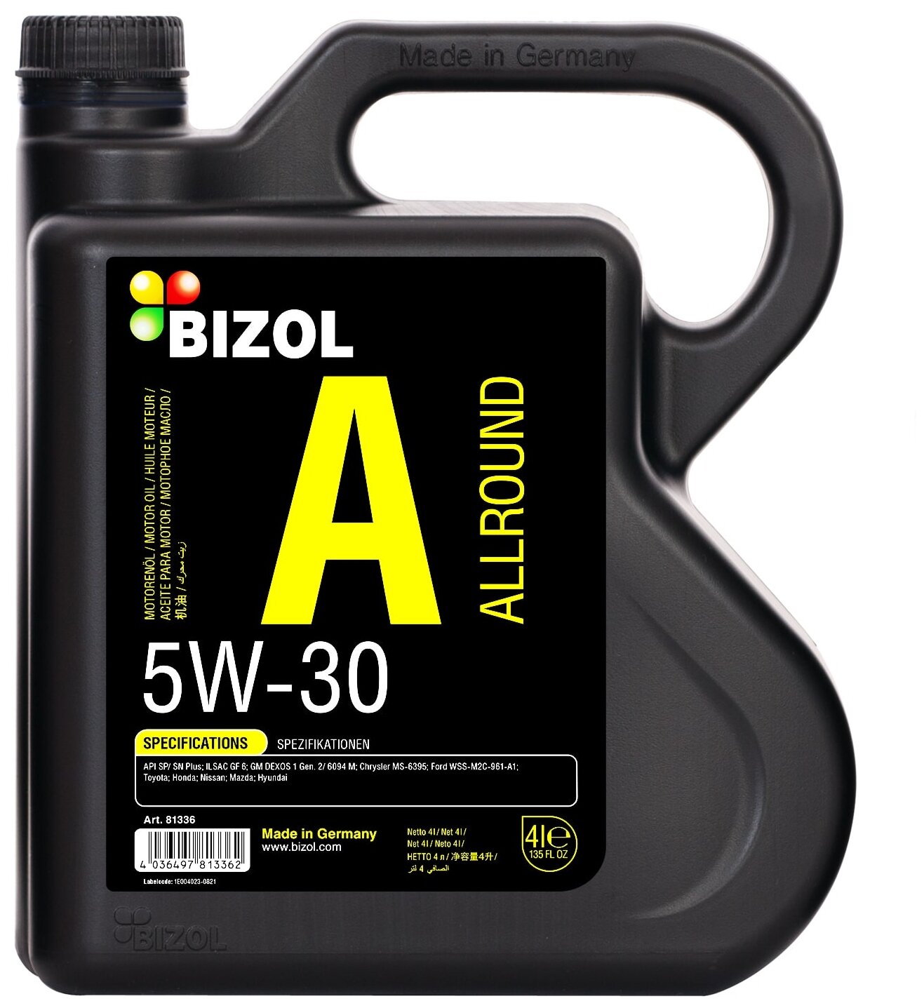 НС-синт. мот.масло BIZOL 81336 Allround 5W-30 SP/SN Plus GF-6A (4л)