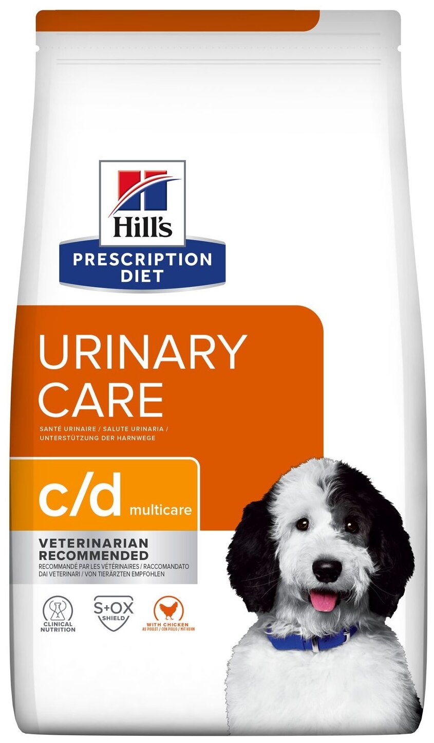 Сухой диетический корм для собак Hill's Prescription Diet c/d Multicare Urinary Care при профилактике мочекаменной болезни (мкб), с курицей, 1,5кг (срок годности 09.2024)