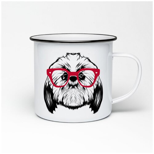 Металлическая кружка CoolPodarok Собака в красных очках арт