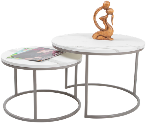 Журнальный столик Castle серебро, мрамор белый 60х60х41 см.