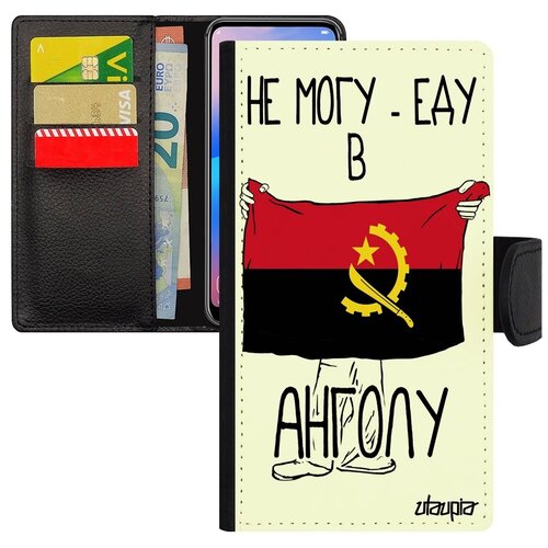 фото Простой чехол книжка для мобильного // apple iphone 7 // "еду в анголу" рисунок флаг, utaupia, белый