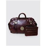 Дорожная сумка кожаная + клатч борсетка в комплекте Bruno Bartello, корочневый, натуральная кожа D-0001 - изображение