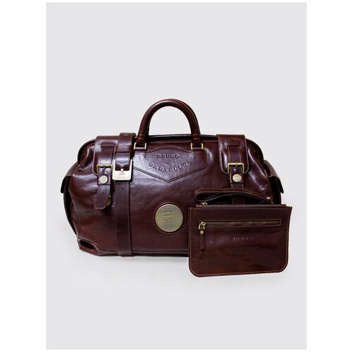 Дорожная сумка кожаная + клатч борсетка в комплекте Bruno Bartello, корочневый, натуральная кожа D-0001