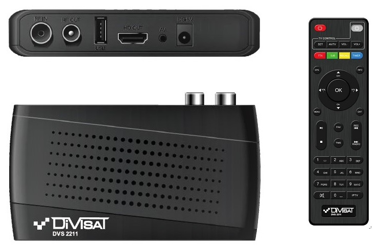 Эфирный приемник DVS 2211 Н.265 цифровой эфирный тюнер DVBT, T2, C пластиковый корпус и дисплей, тв приставка