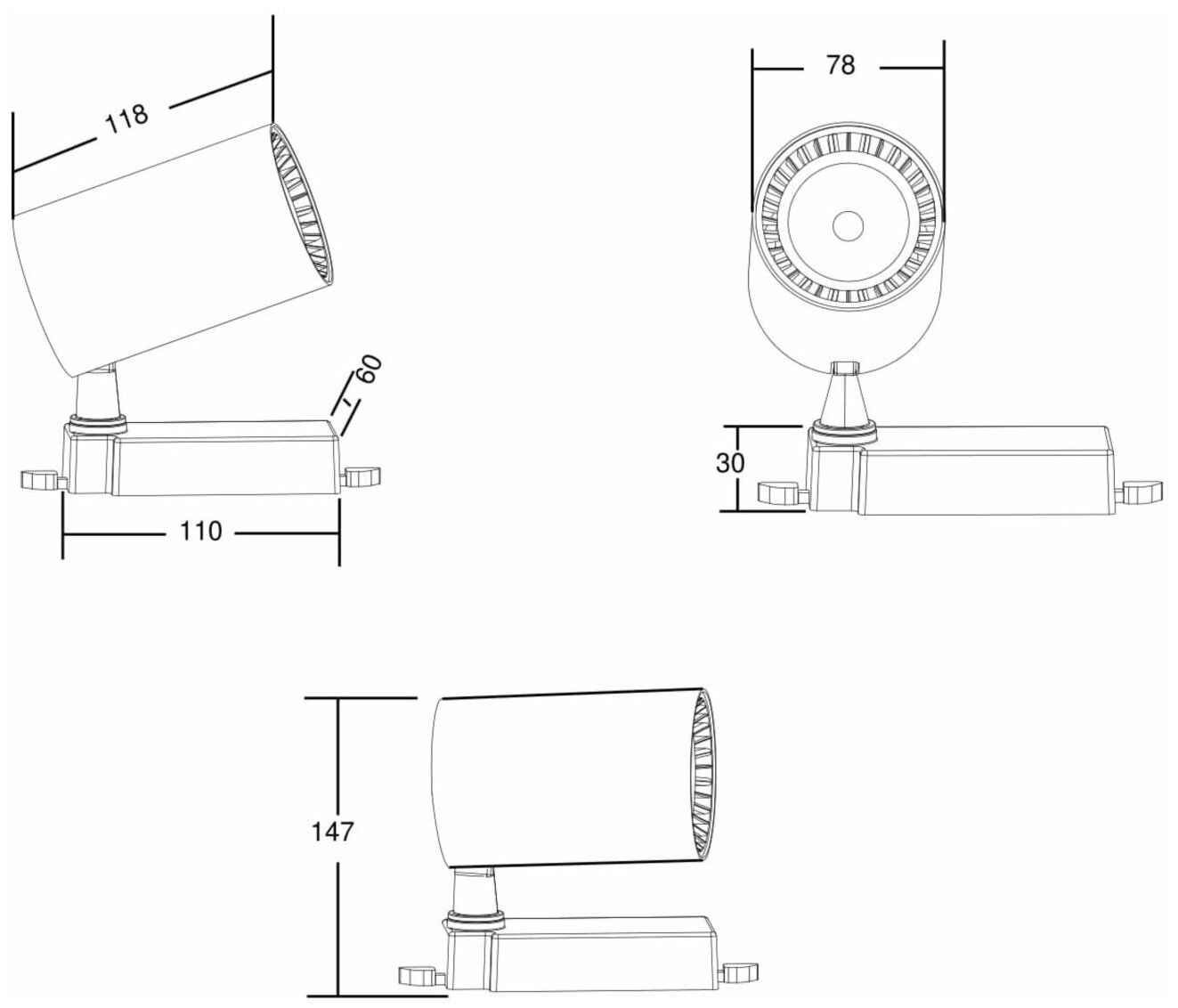 Трековый светильник Technical Vuoro TR029-3-10W4K-B