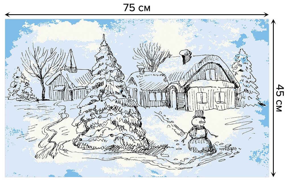 Коврик придверный в прихожую с принтом JoyArty "Снеговик у елки", 45x75 см - фотография № 2