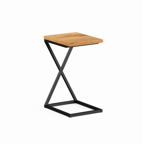 Стол журнальный кофейный Д2, лофт, каркас металл черный, ЛДСП Дуб крафт золотой, 41х31х69 см.