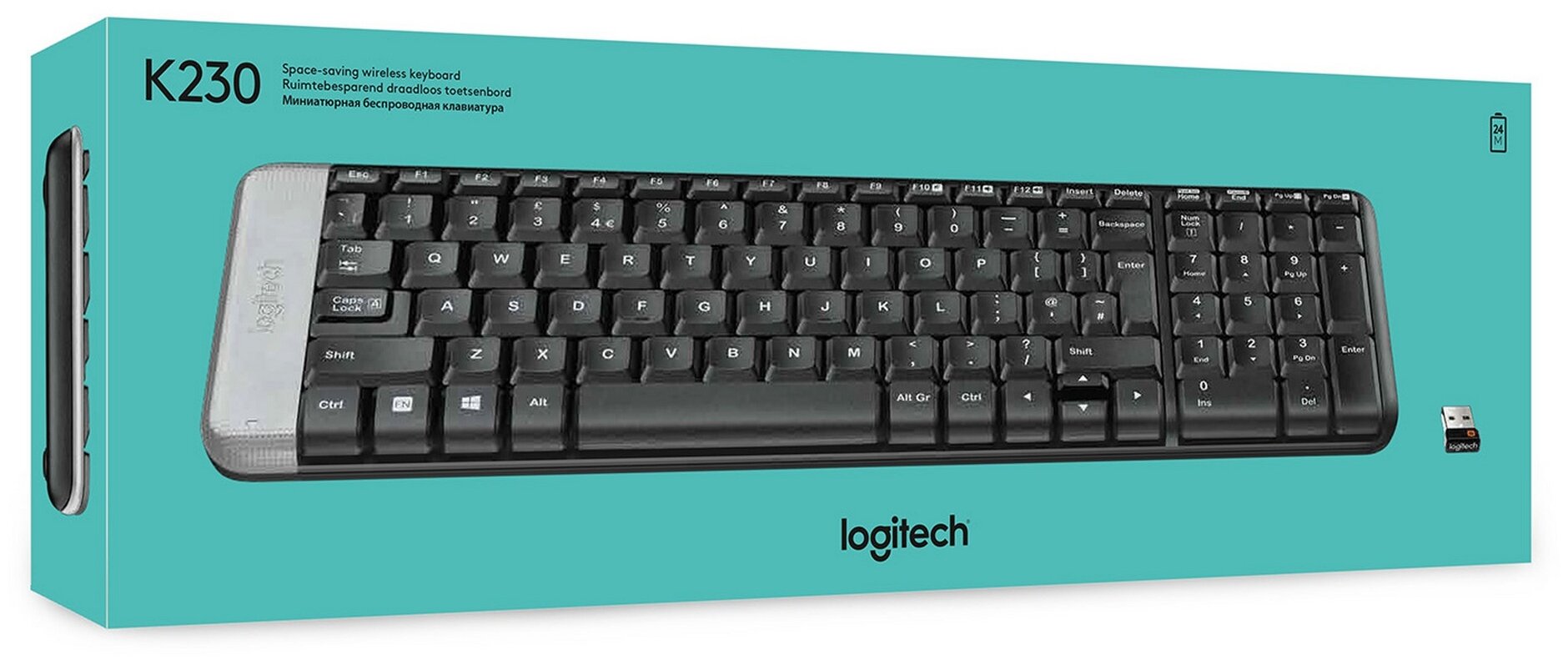Беспроводная клавиатура Logitech K230 Compact Wireless черный, английская