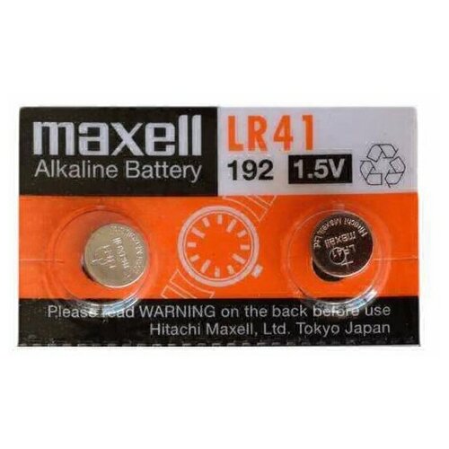 батарейка maxell sr 315 716 sw 1шт Батарейка щелочная MAXELL LR41 (384, 392, G3) комплект 2 штуки