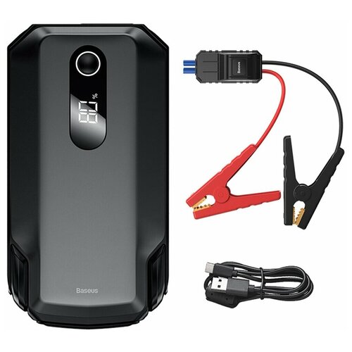 Пусковое зарядное устройство Baseus Super Energy MAX Car Jump Starter + Внешний аккумулятор 20000 mAh + LED фонарь, Черный+Cерый