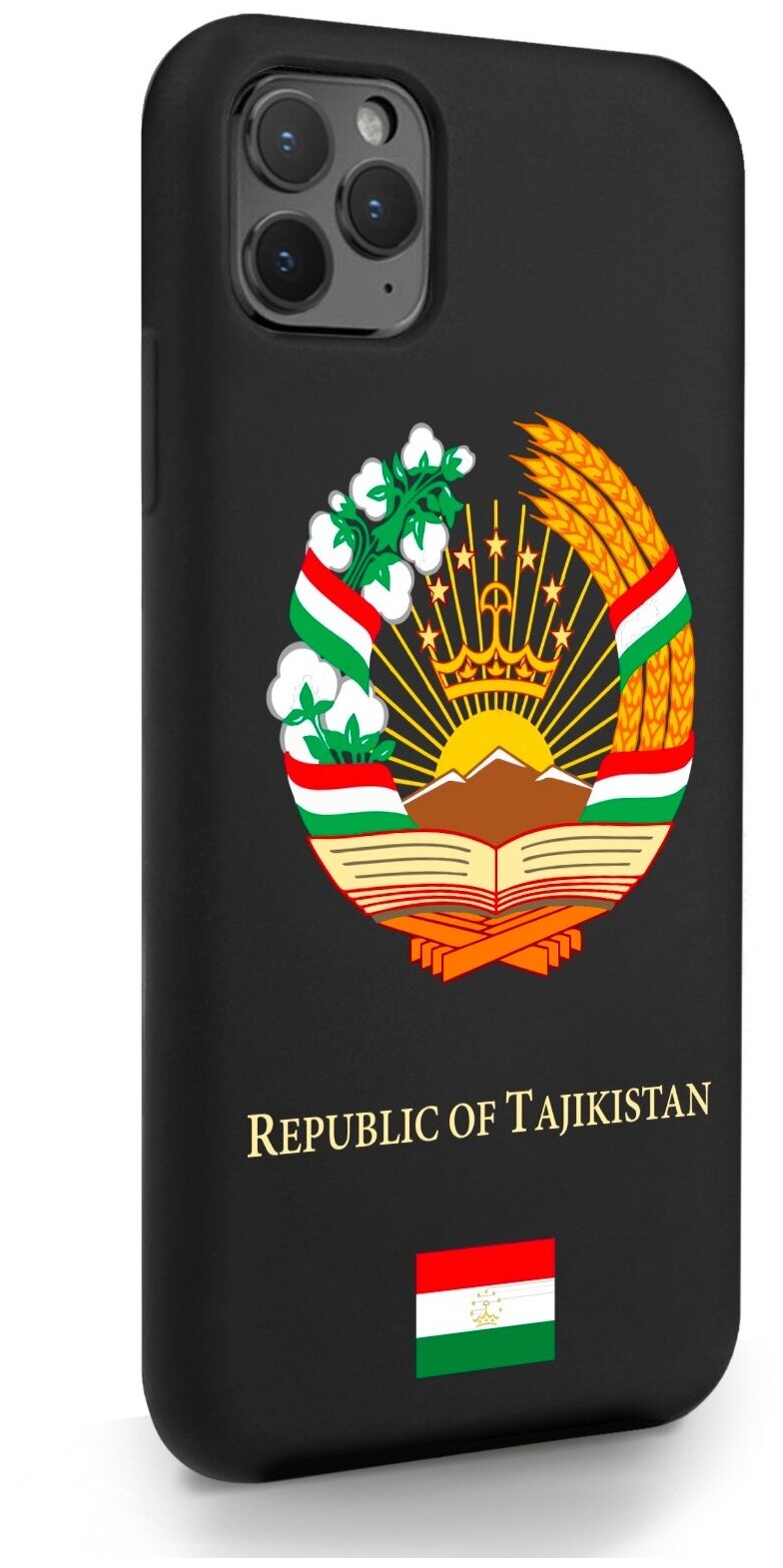 Черный силиконовый чехол SignumCase для iPhone 11 Pro Max Герб Таджикистана для Айфон 11 Про Макс