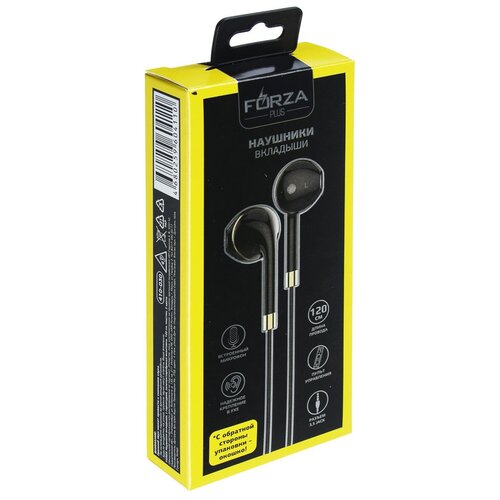 Наушники Forza 410-030 вкладыши с гарнитурой золотая окантовка 120см пластик 2 цвета 46200₽