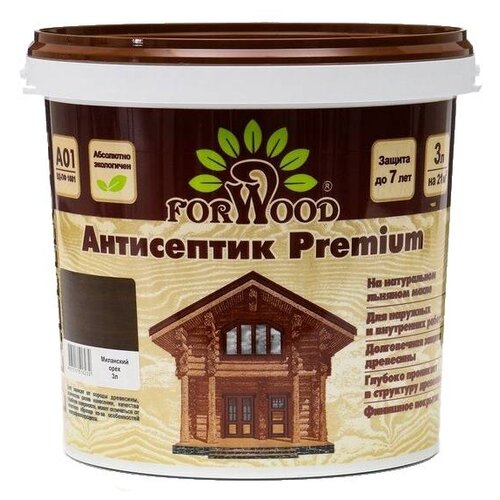 FORWOOD антисептик Антисептик Premium, 3 кг, 3 л, миланский орех масло для пола цвет орех 1 л