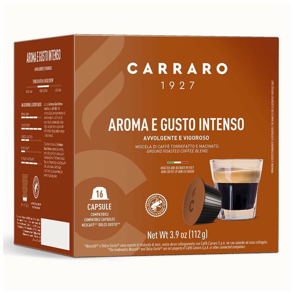 Кофе в капсулах Carraro Aroma E Gusto Intenso, стандарта Dolce Gusto, 16шт