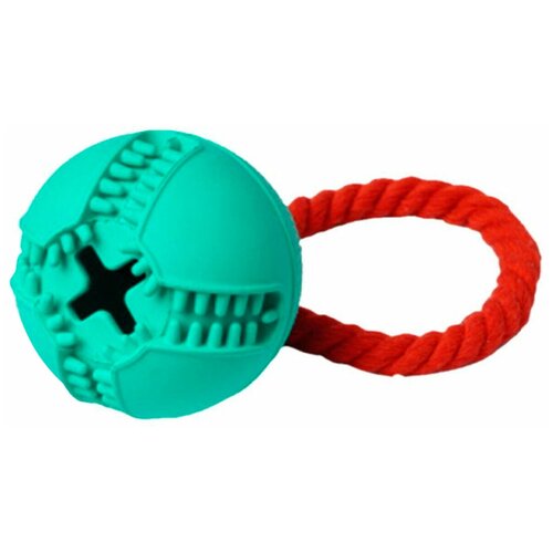 SILVER SERIES Мяч с канатом для собак с отверстием для лакомств 7,6*8,2 см бирюзовый игрушка для собак homepet мяч с отверстиями для лакомств snack ф 8 см