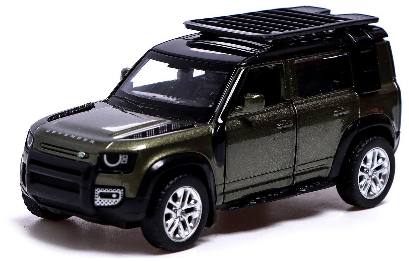 Машина металлическая LAND ROVER DEFENDER 110, 1:43, инерция, открываются двери, цвет зелёный