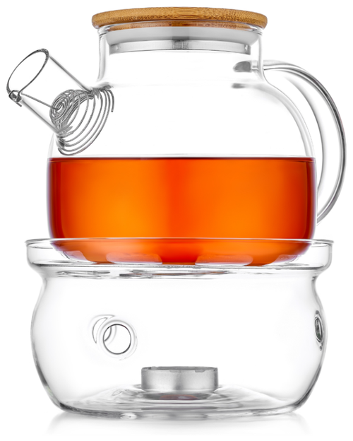 TeaStar Заварочный чайник из стекла с подогревом от свечи, 1000 мл, 1 л, прозрачный