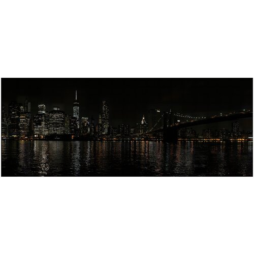 Фотообои Уютная стена Панорама Ночного Манхэттена 690х270 см Бесшовные Премиум (единым полотном)