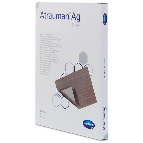 Atrauman AG Серебросодержащие мазевые повязки с пролонгированным антибактериальным действием, 10 х 10 см, 10 шт
