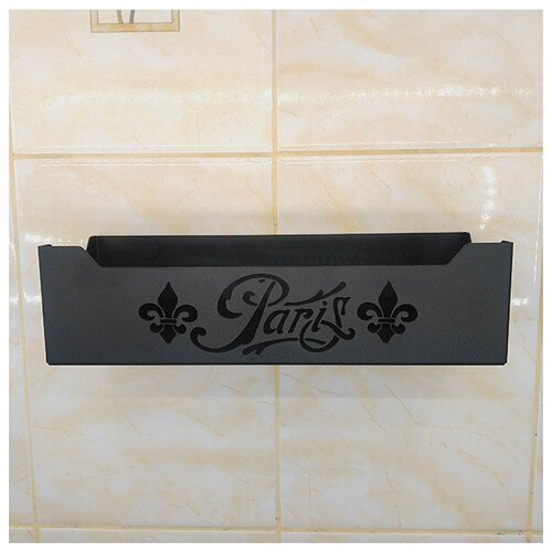 Полка для ванной прямоугольная Париж 3 Monogram (черная)