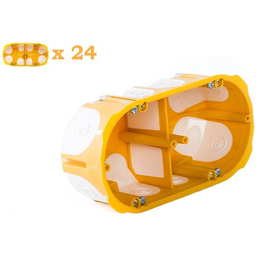 Kopos 50. Двухместный герметичный подрозетник в дерево, гипсокартон, глубина 50 мм KPL 64-50/2LD, комплект 24 шт.