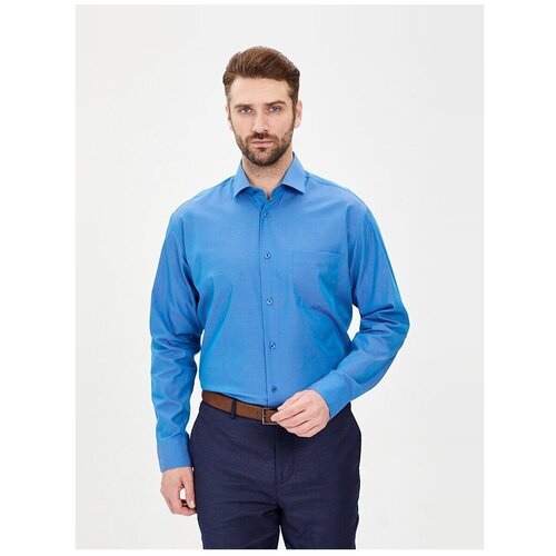 фото Рубашка мужская длинный рукав greg 220/111/202/h/1p_gb, прямой силуэт / сlassic fit, цвет голубой, рост 174-184, размер ворота 44