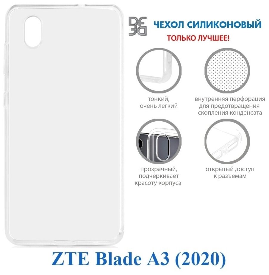 Чехол-накладка для ZTE Blade A3 (2020) (clear) DF - фото №3