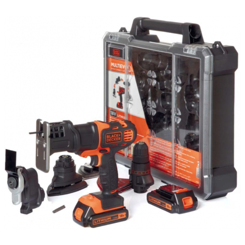 Набор аккумуляторного инструмента BLACK+DECKER Multievo BDMEVOKIT-RU, 4 насадки, 2 АКБ 1.5 Ач, Комплект оснастки, Кейс