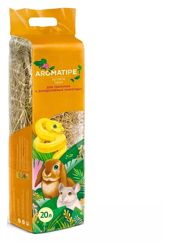 AromatiPet Сено луговое для грызунов и декоративных животных, 20л , 0,6 кг