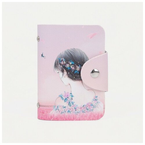 Визитница Сима-ленд, 24 визитки, розовый, белый
