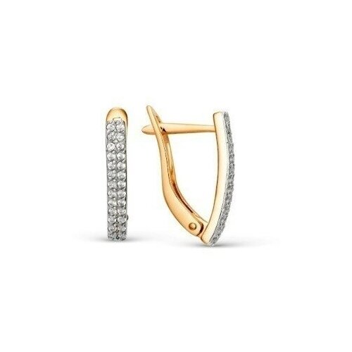 С-00055 Серьги c бесцветным фианитом, цвет-розовый, металл-серебро