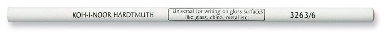 Карандаш на восковой основе KOH-I-NOOR по стеклу, металлу и пластику, белый (3263006001KS)