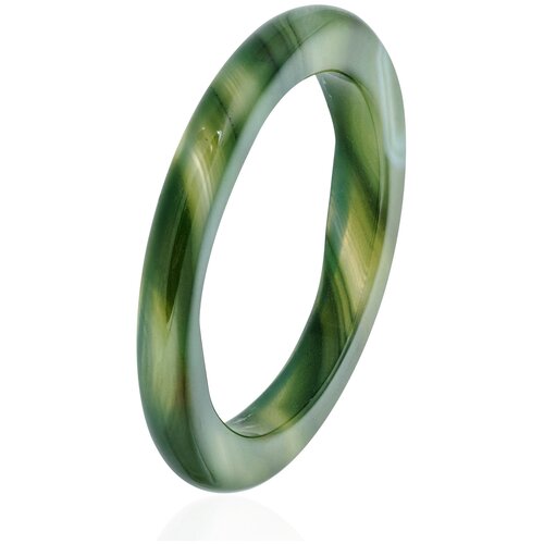 Женское тонкое кольцо из натурального камня - темно-зеленого агата