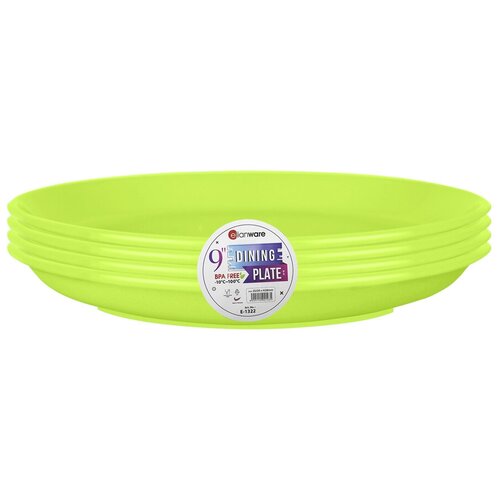 Набор пластиковых тарелок плоские, цвет зеленый, 23 см, 4 шт