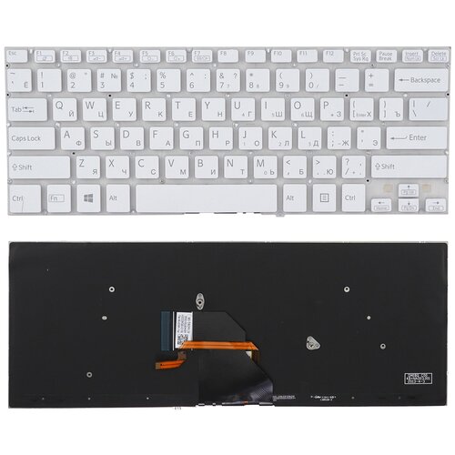 Клавиатура для ноутбука Sony Vaio Fit 14 белая без рамки, с подсветкой клавиатура для asus x505za p n 9z ndxsq 20r aexkeu00010