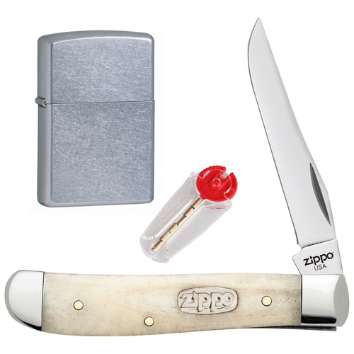 Нож перочинный Smooth Natural Bone Mini Trapper + 207 ZIPPO и кремень 50559_207