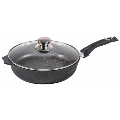С24701 Сковорода 24 см АП Гранит с несъемной ручкой и стеклянной крышкой