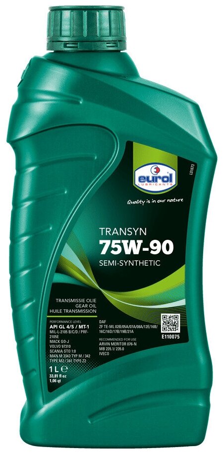 Трансмиссионное масло EUROL Transyn 75W-90 GL 4/5 Полусинтетическое 1 л