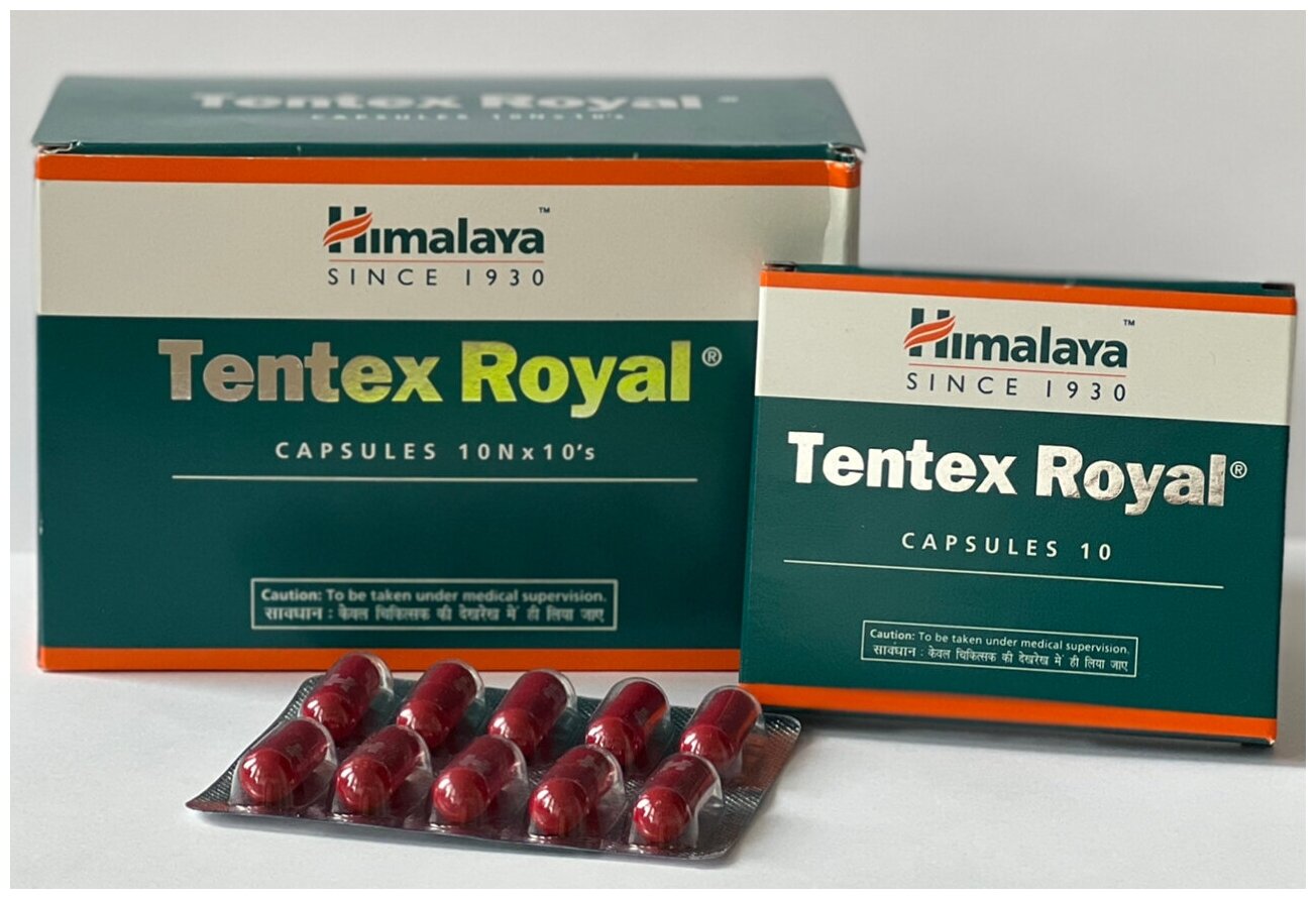 Tentex Royal (Тентекс Роял) мужское здоровье для улучшения потенции 100 капсул (10х10) / Himalaya Since 1930