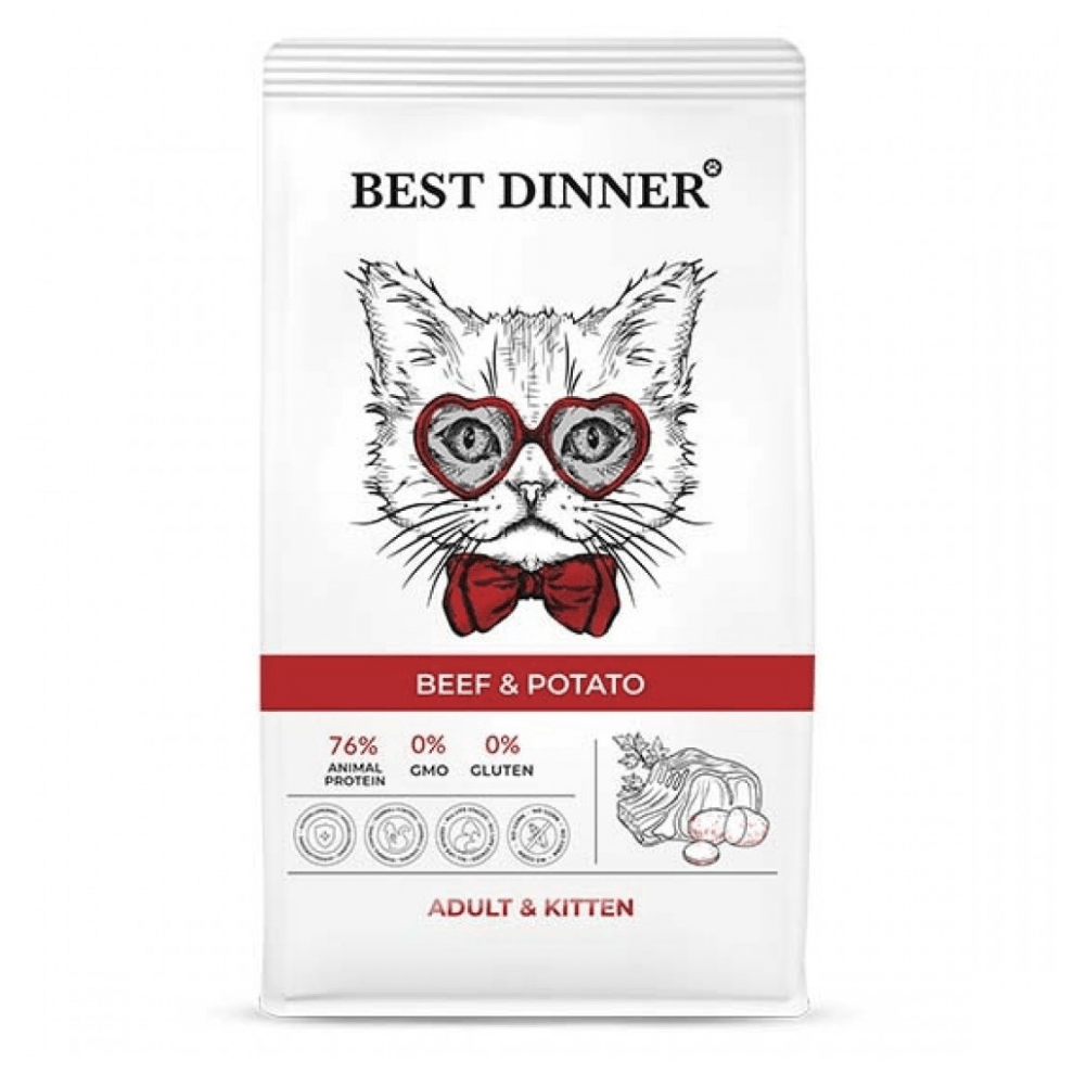 Best Dinner Adult & Kitten Beef & Potato для кошек гипоаллергенный, говядина с картофелем 1,5кг. - фотография № 7